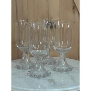 Vintage Imperial Glass Candlewick Water Wine Goblets - Set of 4